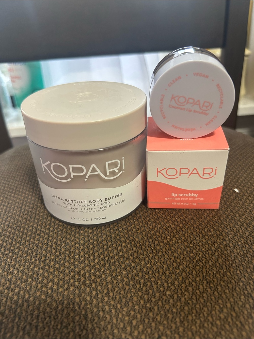 Kopari White Body Butter with Coral Lip Scrubby Duo